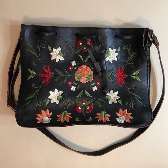 embroidered leather bag